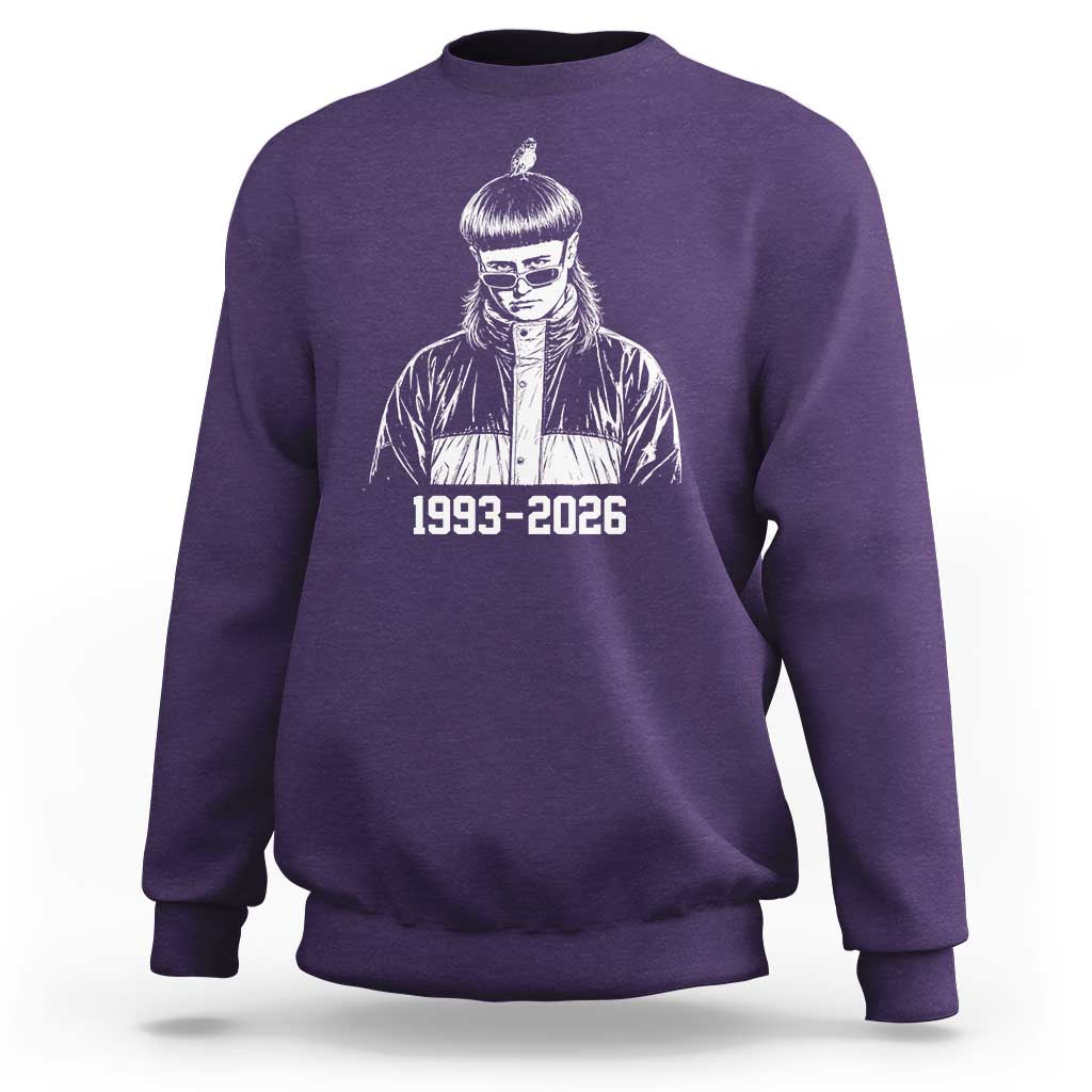 Retro Bowl Cut Music Icon Rip Memorial Sweatshirt 1993 2026 Internet Meme Pop Culture Fan