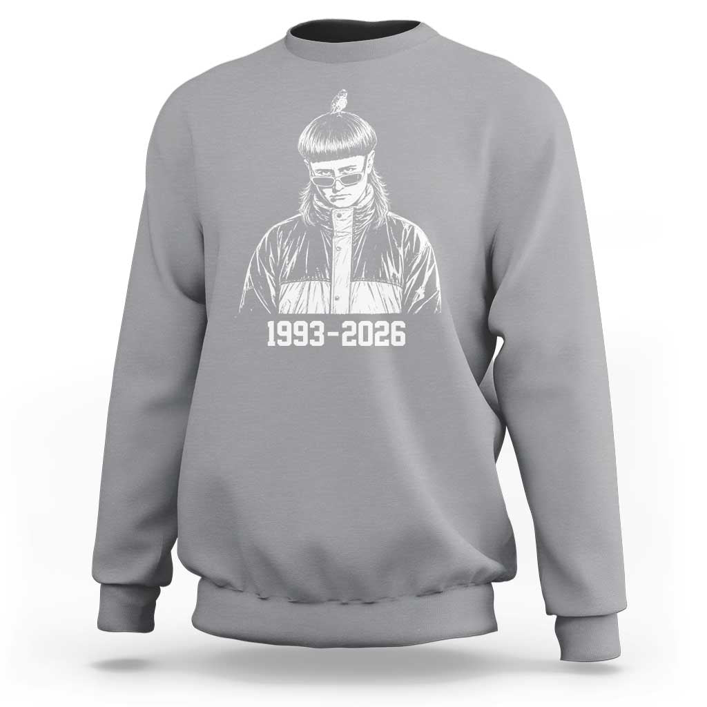 Retro Bowl Cut Music Icon Rip Memorial Sweatshirt 1993 2026 Internet Meme Pop Culture Fan