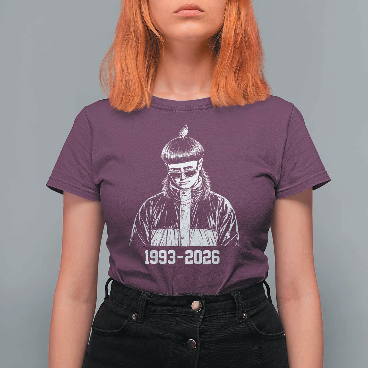 Retro Bowl Cut Music Icon Rip Memorial T Shirt For Women 1993 2026 Internet Meme Pop Culture Fan