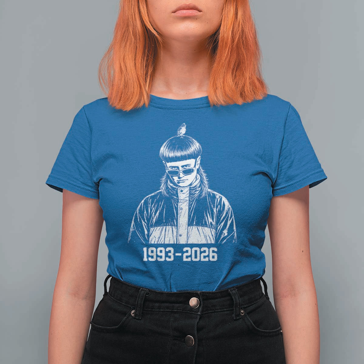 Retro Bowl Cut Music Icon Rip Memorial T Shirt For Women 1993 2026 Internet Meme Pop Culture Fan