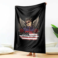 Retro Bowl Cut Music Icon Angel Wings Rest In Peace Throw Blanket American Flag Memorial 1993 2026 Pop Culture Fan