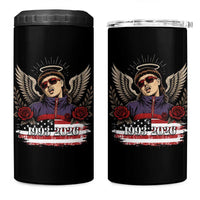Retro Bowl Cut Music Icon Angel Wings Rest In Peace 4 in 1 Can Cooler Tumbler American Flag Memorial 1993 2026 Pop Culture Fan