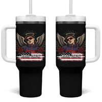 Retro Bowl Cut Music Icon Angel Wings Rest In Peace Tumbler With Handle American Flag Memorial 1993 2026 Pop Culture Fan
