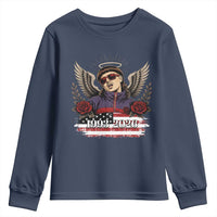 Retro Bowl Cut Music Icon Angel Wings Rest In Peace Youth Sweatshirt American Flag Memorial 1993 2026 Pop Culture Fan