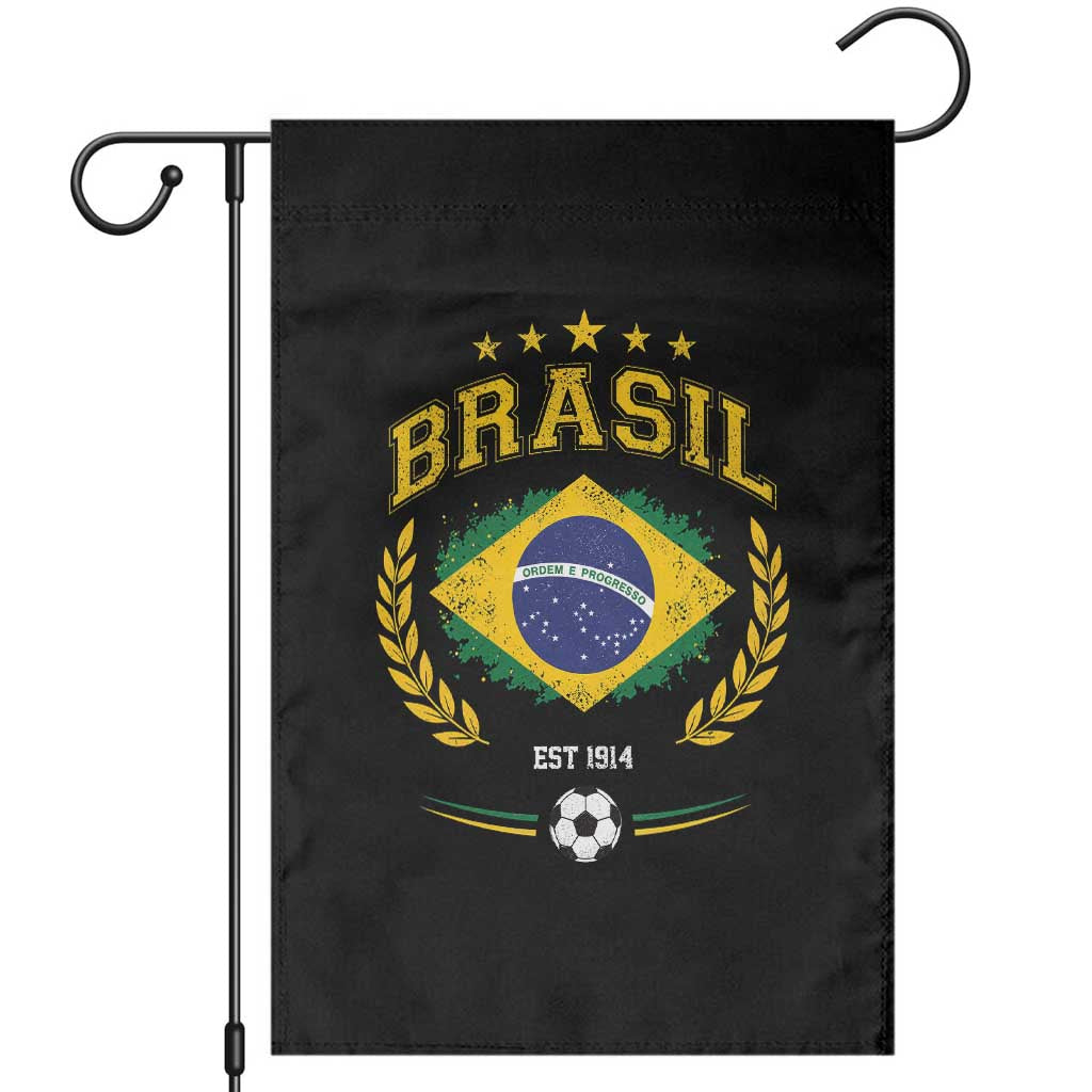 Retro Brasil Soccer Pride Crest Est 1914 Garden Flag Vintage Brazil Flag Futbol Lover Football Fans