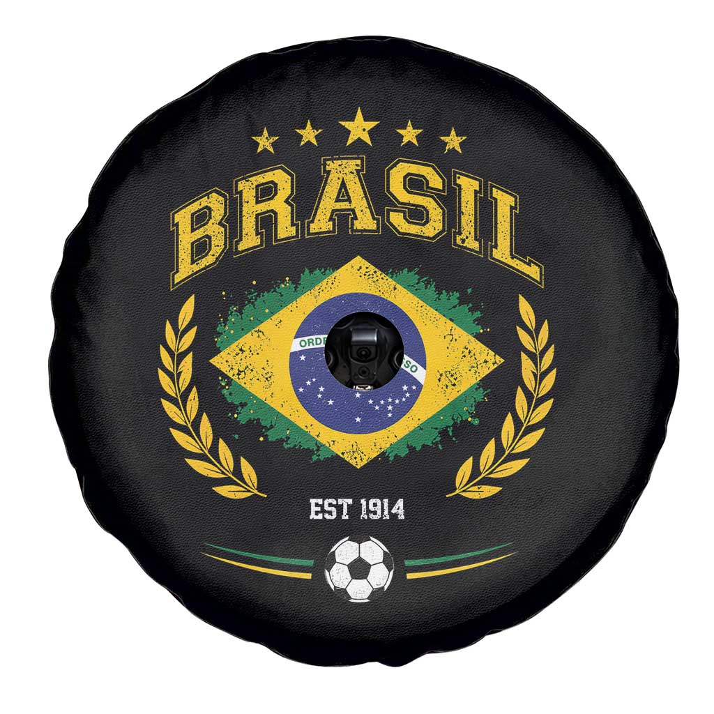 Retro Brasil Soccer Pride Crest Est 1914 Spare Tire Cover Vintage Brazil Flag Futbol Lover Football Fans