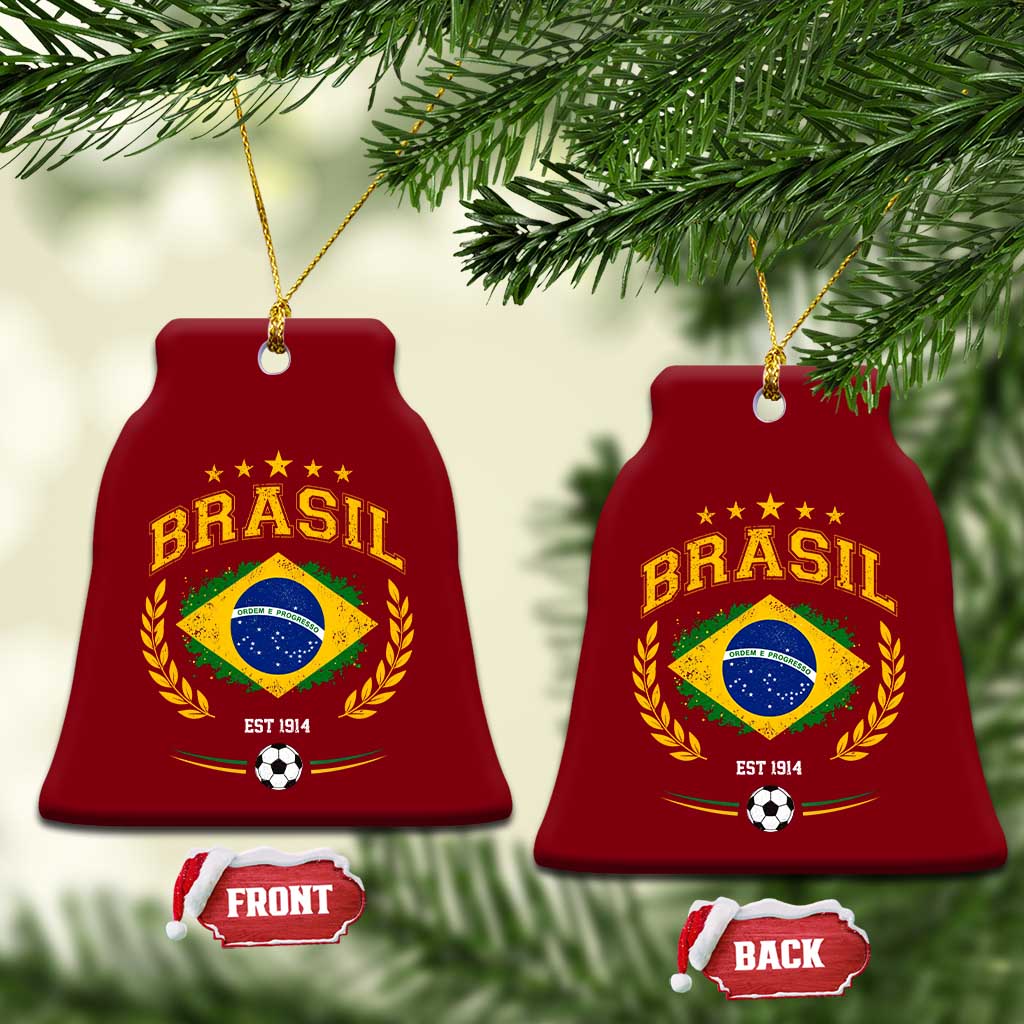 Retro Brasil Soccer Pride Crest Est 1914 Ceramic Ornament Vintage Brazil Flag Futbol Lover Football Fans