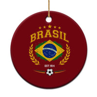Retro Brasil Soccer Pride Crest Est 1914 Ceramic Ornament Vintage Brazil Flag Futbol Lover Football Fans