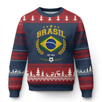 Retro Brasil Soccer Pride Crest Est 1914 Ugly Christmas Sweater Vintage Brazil Flag Futbol Lover Football Fans