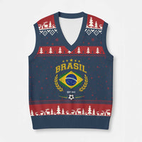 Retro Brasil Soccer Pride Crest Est 1914 V-Neck Knit Sweater Vest Vintage Brazil Flag Futbol Lover Football Fans