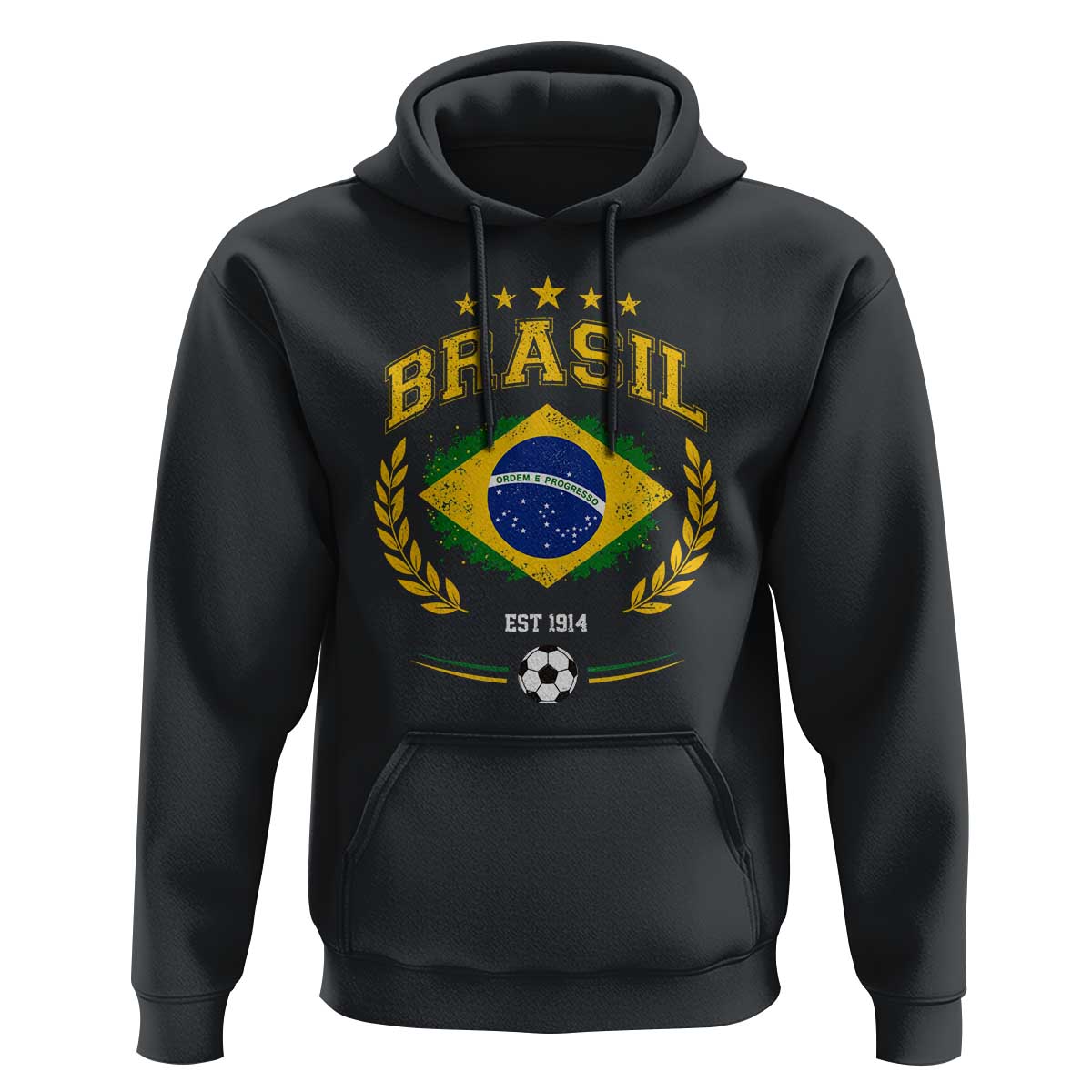 Retro Brasil Soccer Pride Crest Est 1914 Hoodie Vintage Brazil Flag Futbol Lover Football Fans