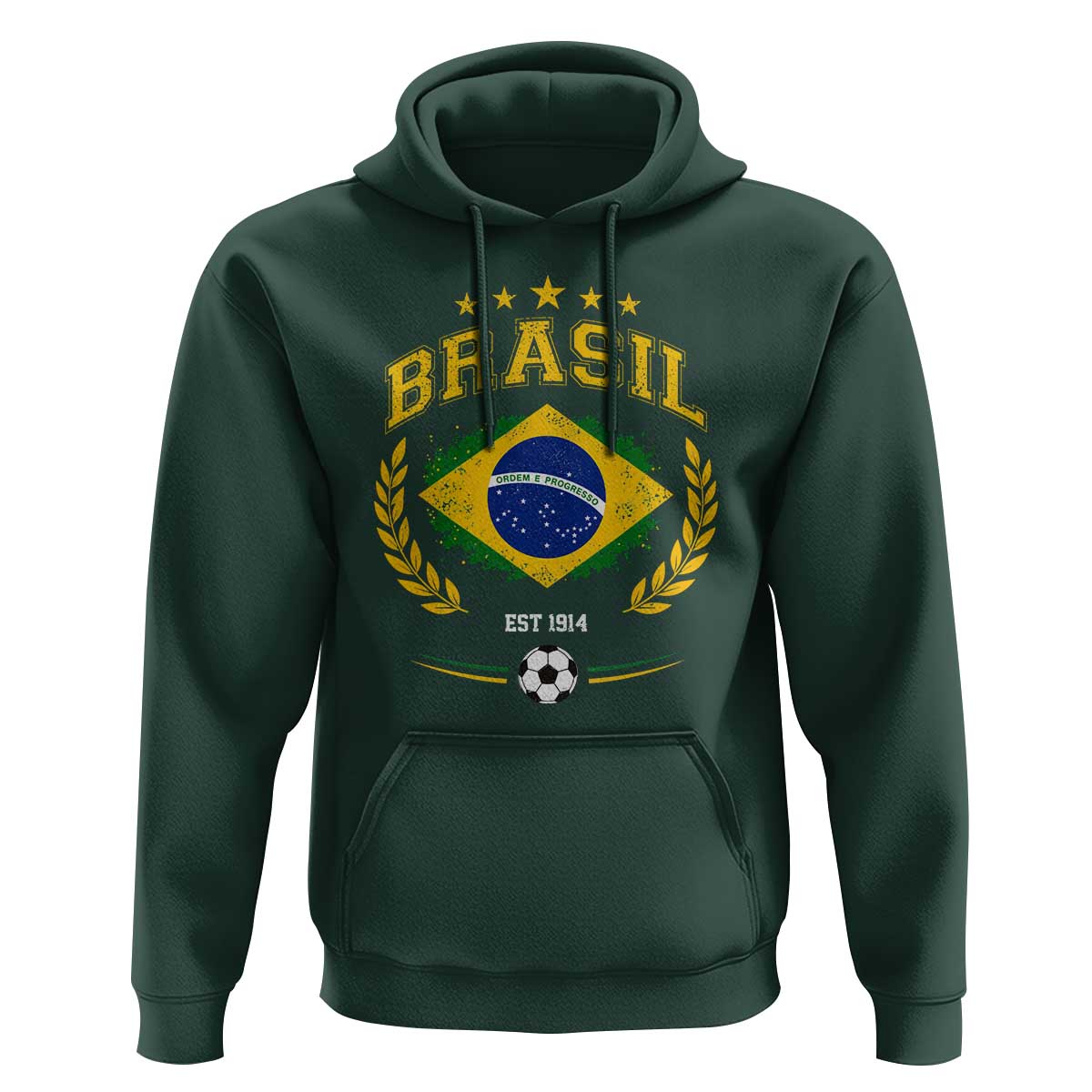 Retro Brasil Soccer Pride Crest Est 1914 Hoodie Vintage Brazil Flag Futbol Lover Football Fans