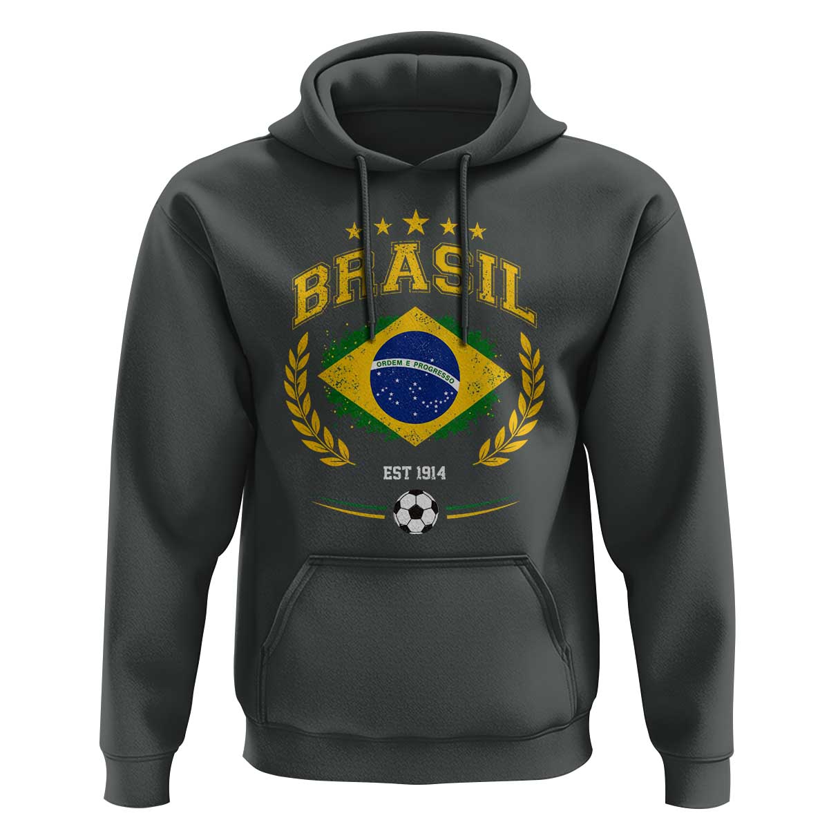 Retro Brasil Soccer Pride Crest Est 1914 Hoodie Vintage Brazil Flag Futbol Lover Football Fans
