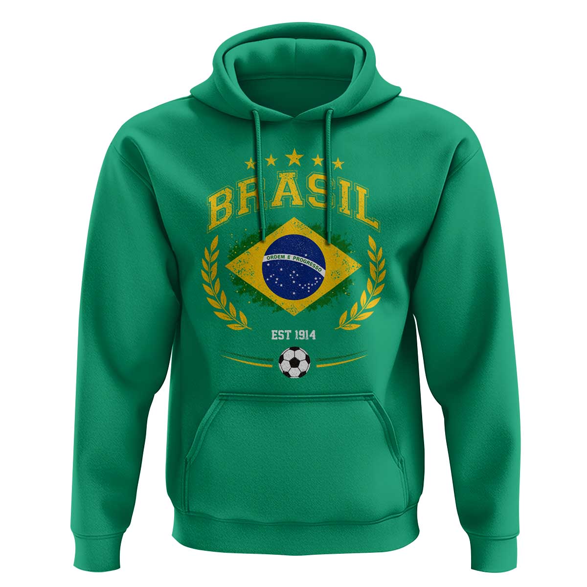 Retro Brasil Soccer Pride Crest Est 1914 Hoodie Vintage Brazil Flag Futbol Lover Football Fans