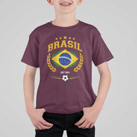 Retro Brasil Soccer Pride Crest Est 1914 T Shirt For Kid Vintage Brazil Flag Futbol Lover Football Fans
