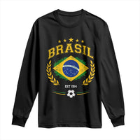 Retro Brasil Soccer Pride Crest Est 1914 Long Sleeve Shirt Vintage Brazil Flag Futbol Lover Football Fans