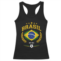 Retro Brasil Soccer Pride Crest Est 1914 Racerback Tank Top Vintage Brazil Flag Futbol Lover Football Fans