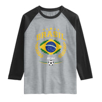 Retro Brasil Soccer Pride Crest Est 1914 Raglan Shirt Vintage Brazil Flag Futbol Lover Football Fans
