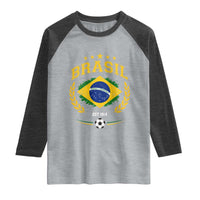 Retro Brasil Soccer Pride Crest Est 1914 Raglan Shirt Vintage Brazil Flag Futbol Lover Football Fans