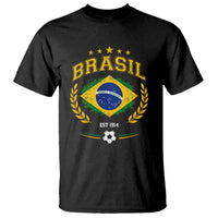 Retro Brasil Soccer Pride Crest Est 1914 T Shirt Vintage Brazil Flag Futbol Lover Football Fans