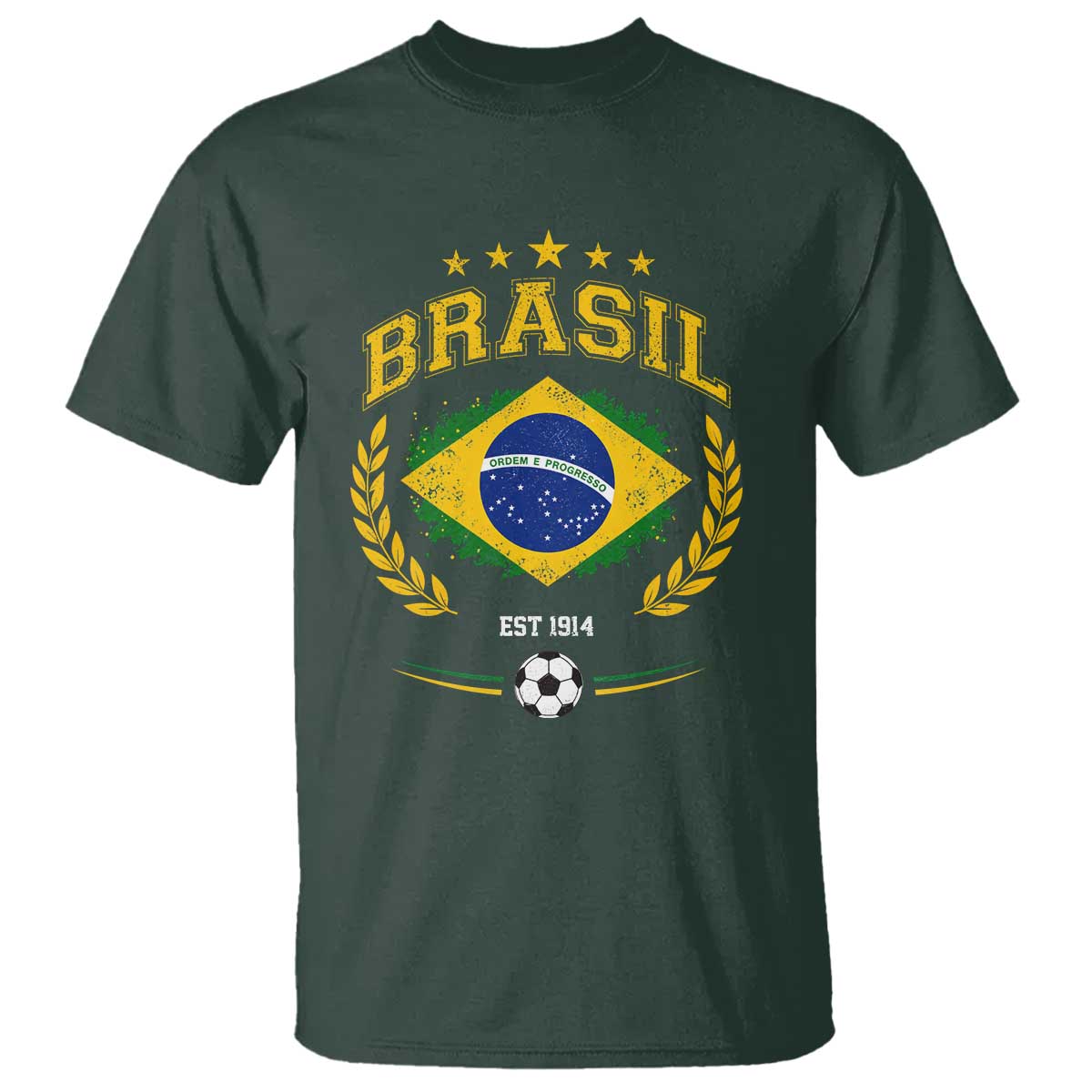Retro Brasil Soccer Pride Crest Est 1914 T Shirt Vintage Brazil Flag Futbol Lover Football Fans