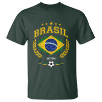 Retro Brasil Soccer Pride Crest Est 1914 T Shirt Vintage Brazil Flag Futbol Lover Football Fans
