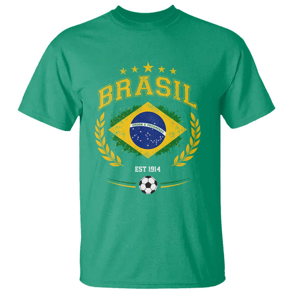 Retro Brasil Soccer Pride Crest Est 1914 T Shirt Vintage Brazil Flag Futbol Lover Football Fans