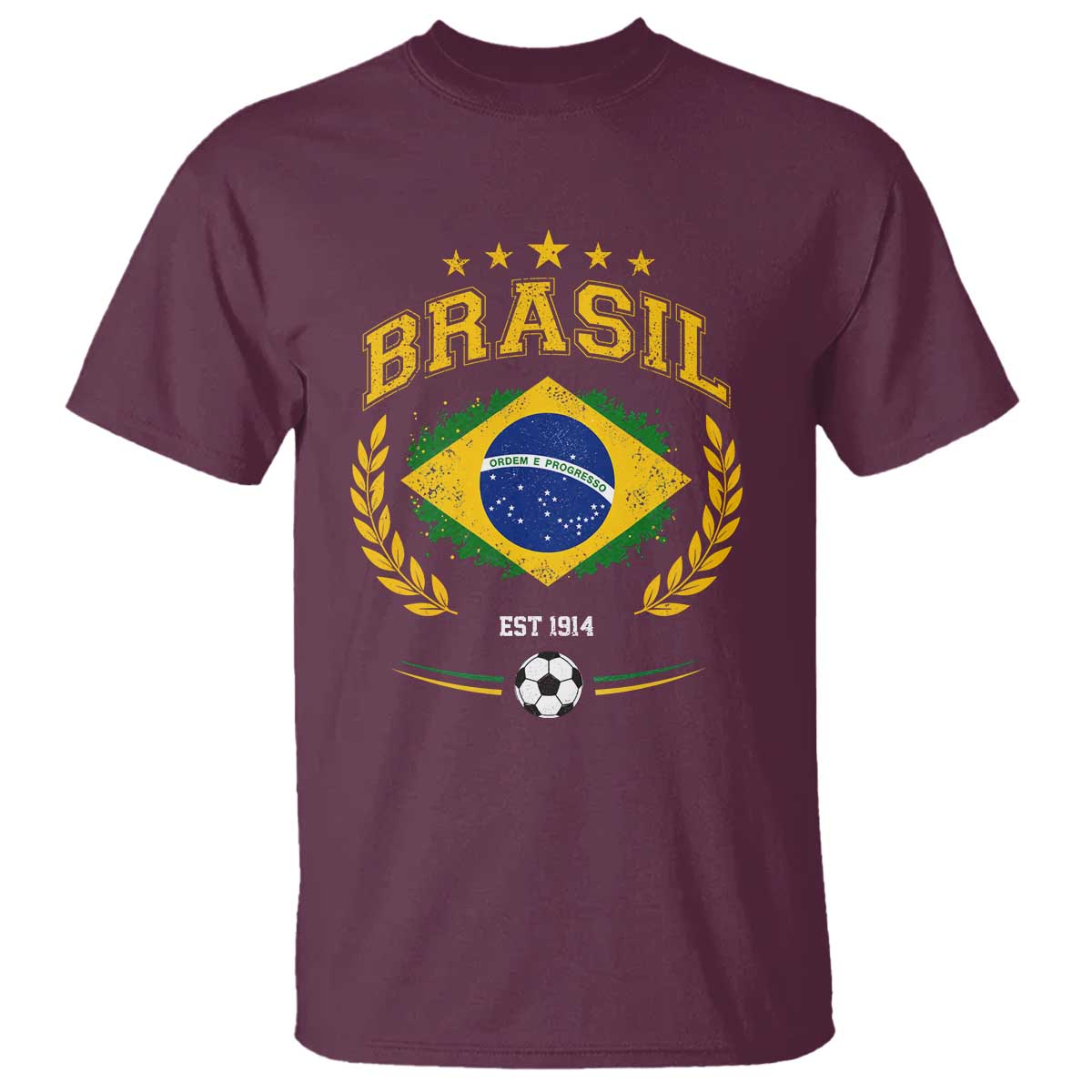 Retro Brasil Soccer Pride Crest Est 1914 T Shirt Vintage Brazil Flag Futbol Lover Football Fans