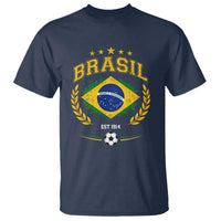 Retro Brasil Soccer Pride Crest Est 1914 T Shirt Vintage Brazil Flag Futbol Lover Football Fans