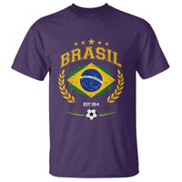 Retro Brasil Soccer Pride Crest Est 1914 T Shirt Vintage Brazil Flag Futbol Lover Football Fans