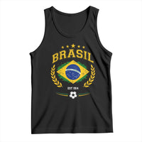 Retro Brasil Soccer Pride Crest Est 1914 Tank Top Vintage Brazil Flag Futbol Lover Football Fans