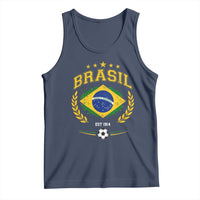 Retro Brasil Soccer Pride Crest Est 1914 Tank Top Vintage Brazil Flag Futbol Lover Football Fans