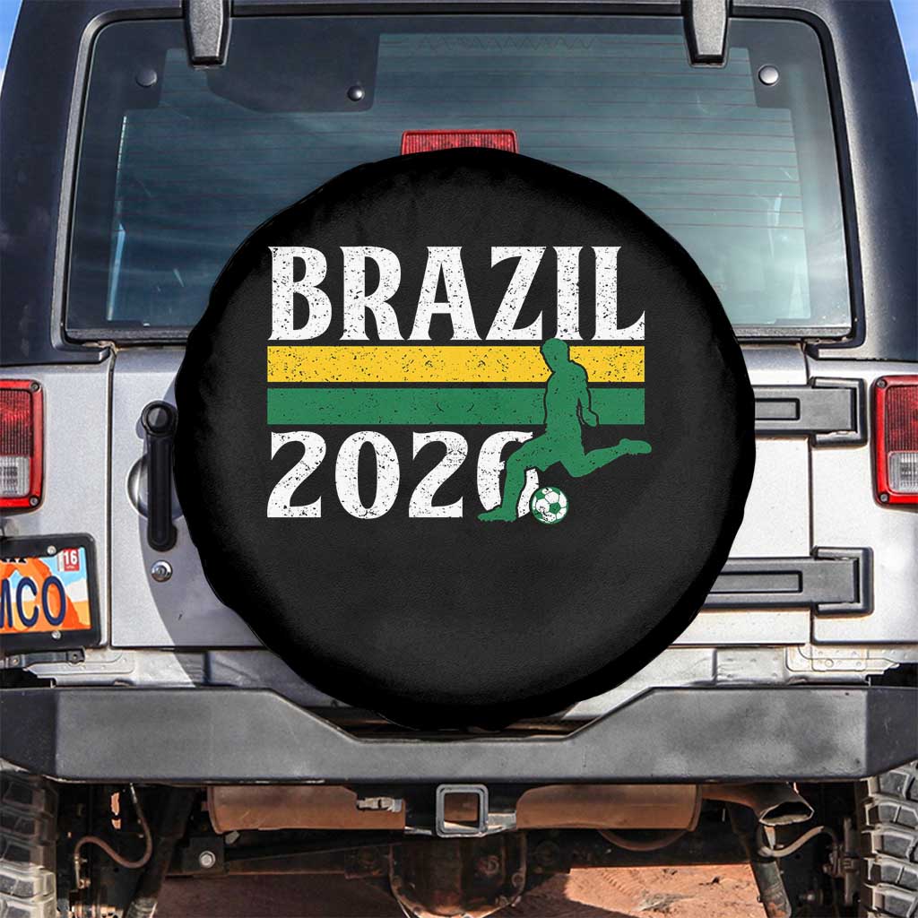 Vintage Brazil 2026 Soccer Player Spare Tire Cover Retro Brasil Futbol Football Fans Sports Lover