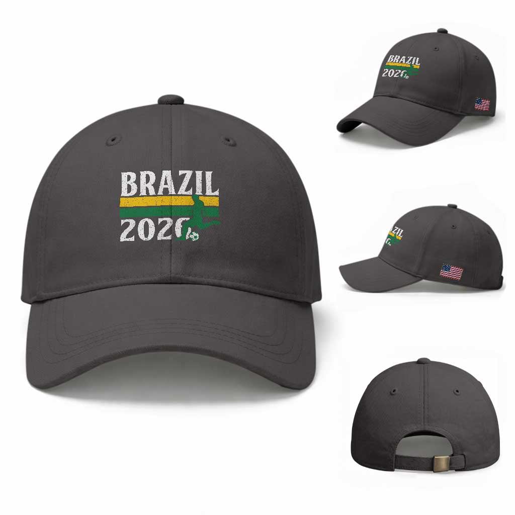 Vintage Brazil 2026 Soccer Player Baseball Cap Retro Brasil Futbol Football Fans Sports Lover