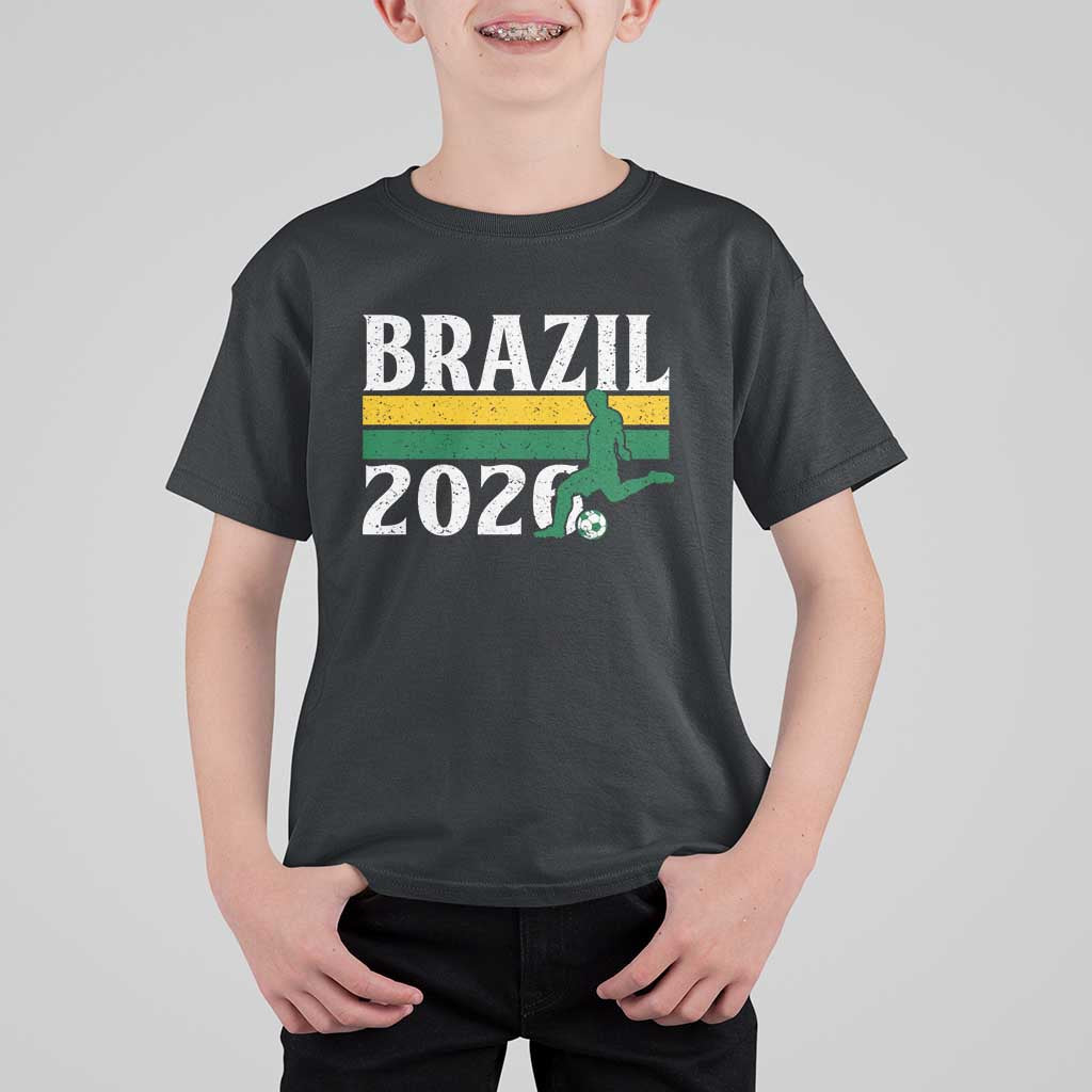 Vintage Brazil 2026 Soccer Player T Shirt For Kid Retro Brasil Futbol Football Fans Sports Lover