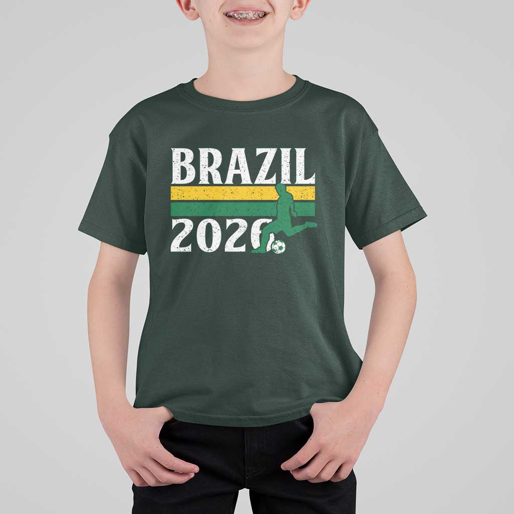 Vintage Brazil 2026 Soccer Player T Shirt For Kid Retro Brasil Futbol Football Fans Sports Lover