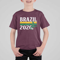 Vintage Brazil 2026 Soccer Player T Shirt For Kid Retro Brasil Futbol Football Fans Sports Lover