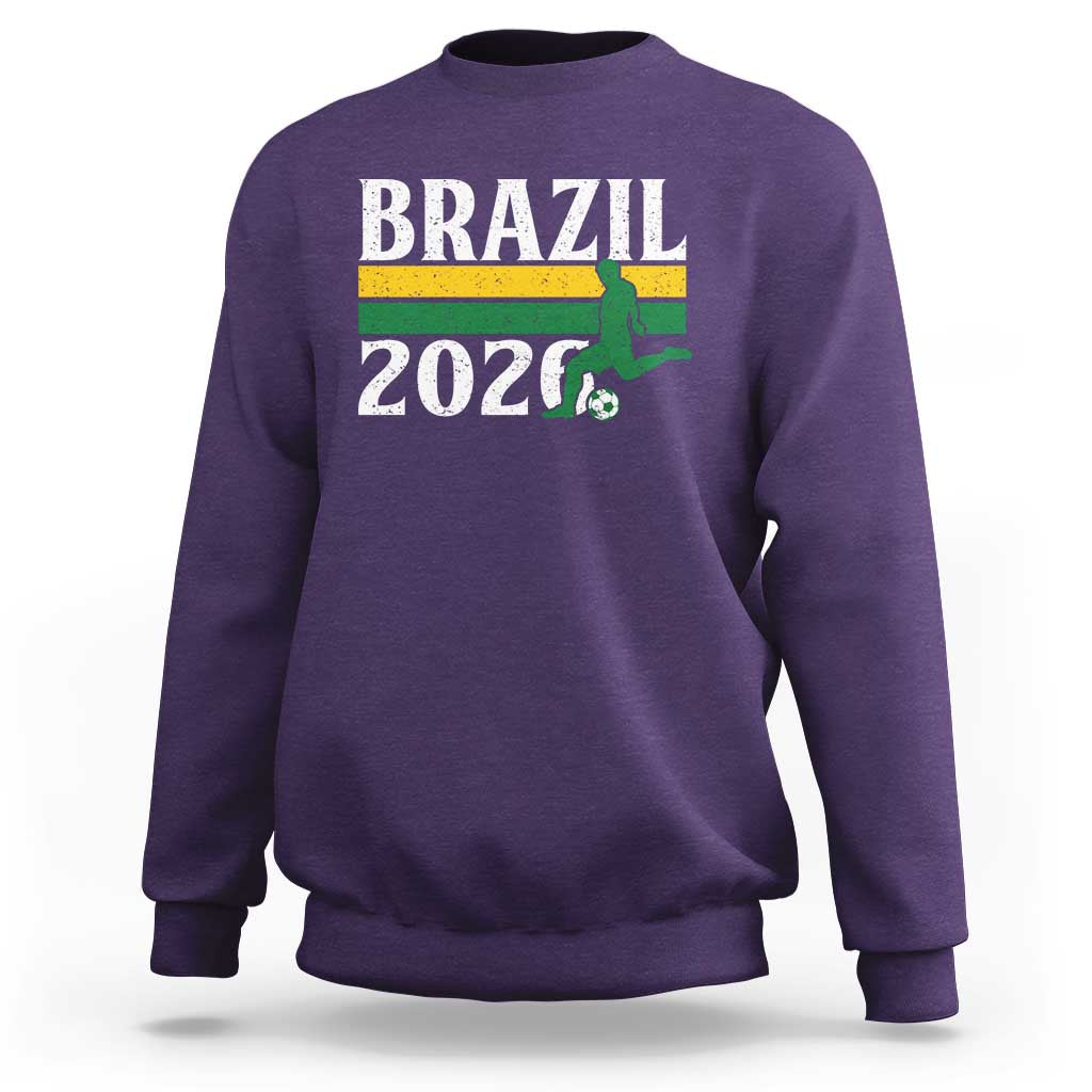Vintage Brazil 2026 Soccer Player Sweatshirt Retro Brasil Futbol Football Fans Sports Lover