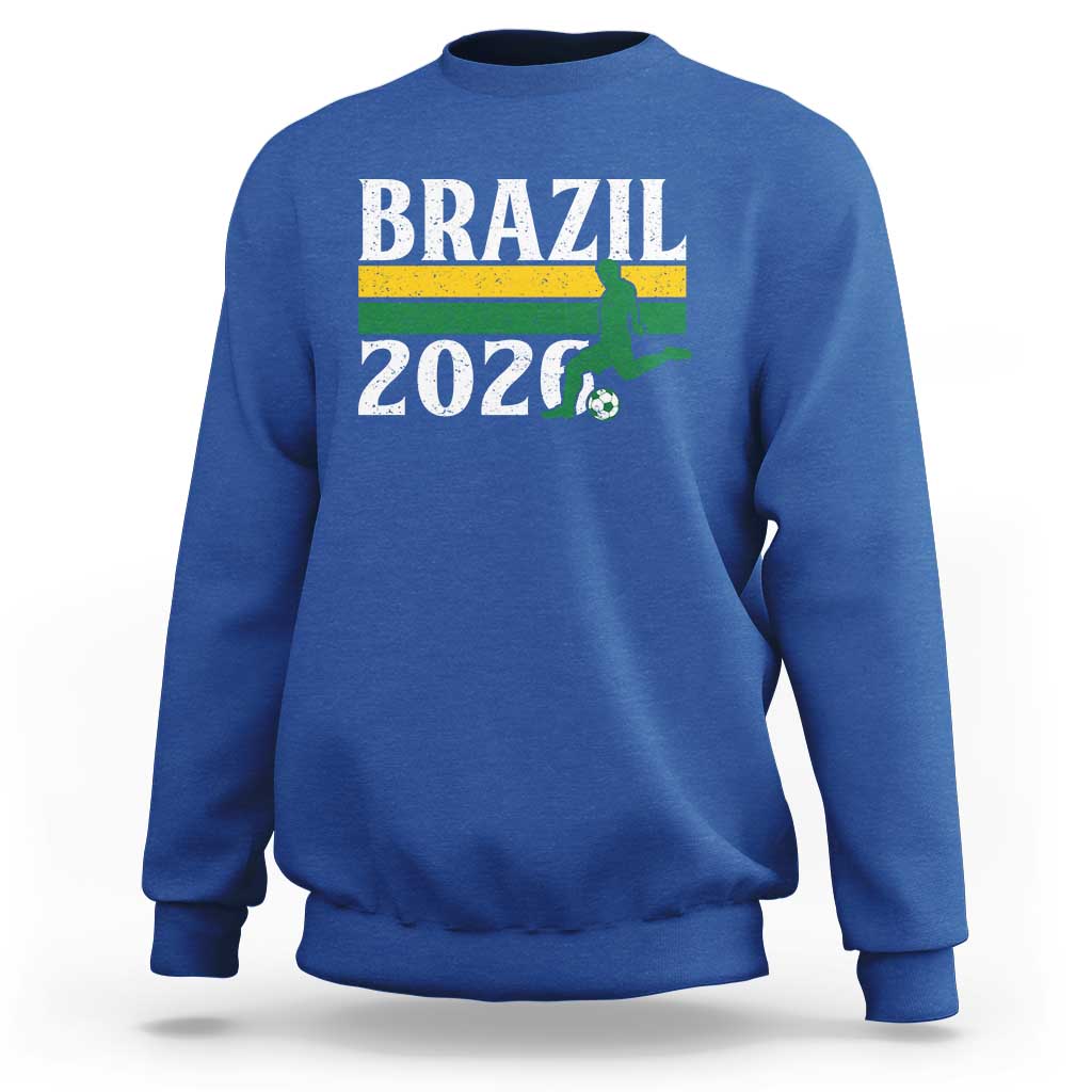 Vintage Brazil 2026 Soccer Player Sweatshirt Retro Brasil Futbol Football Fans Sports Lover