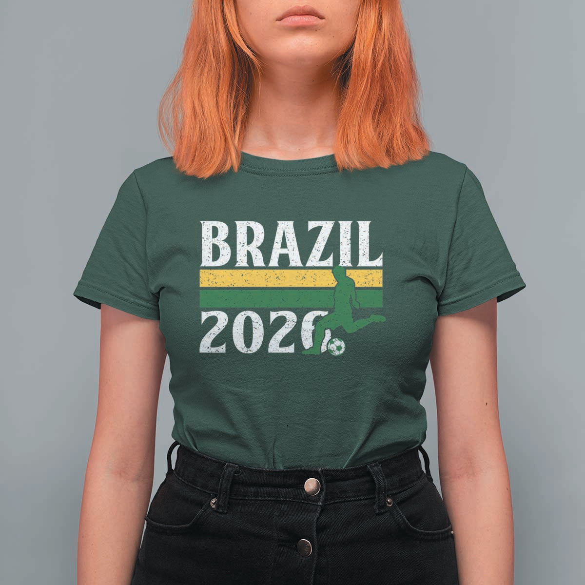 Vintage Brazil 2026 Soccer Player T Shirt For Women Retro Brasil Futbol Football Fans Sports Lover