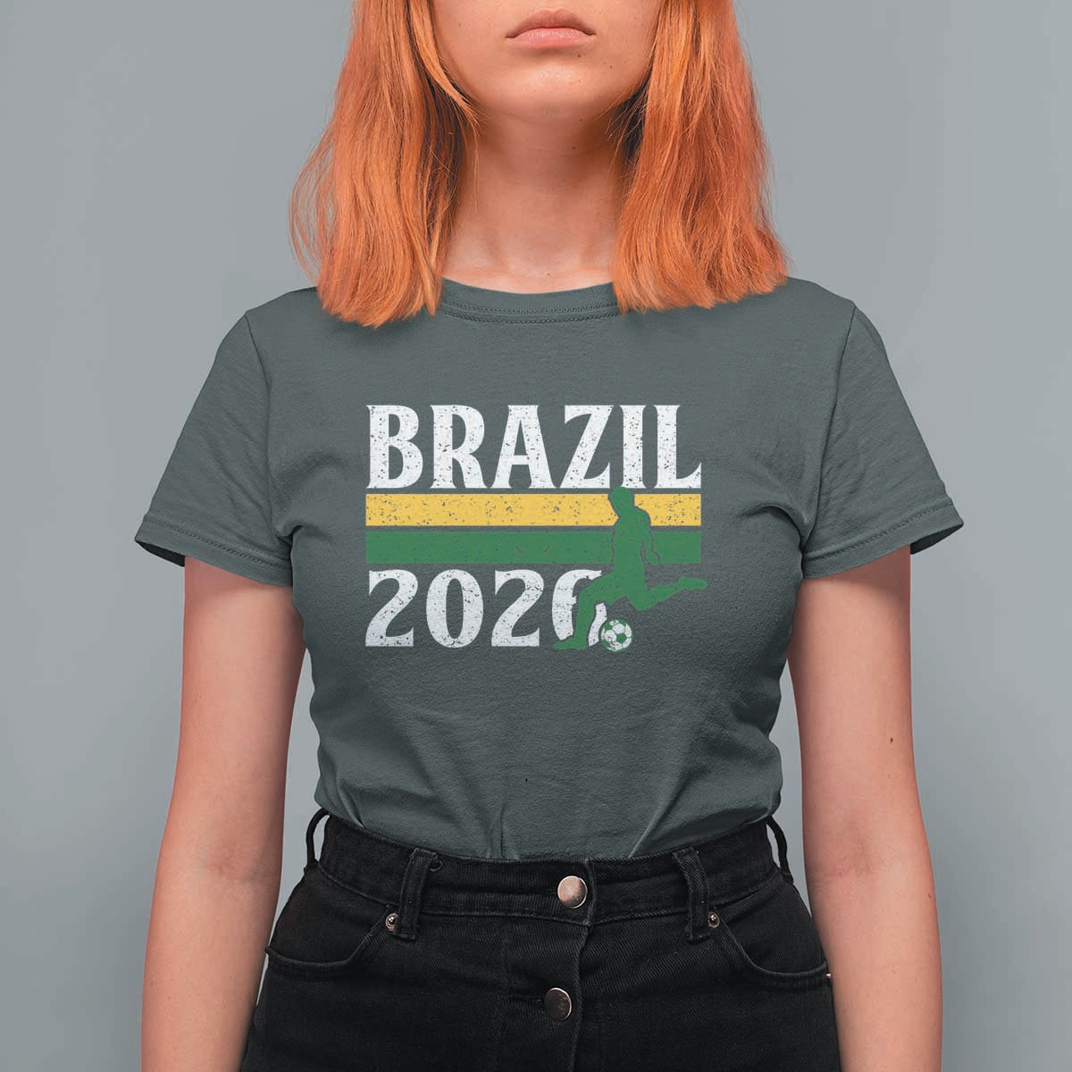 Vintage Brazil 2026 Soccer Player T Shirt For Women Retro Brasil Futbol Football Fans Sports Lover
