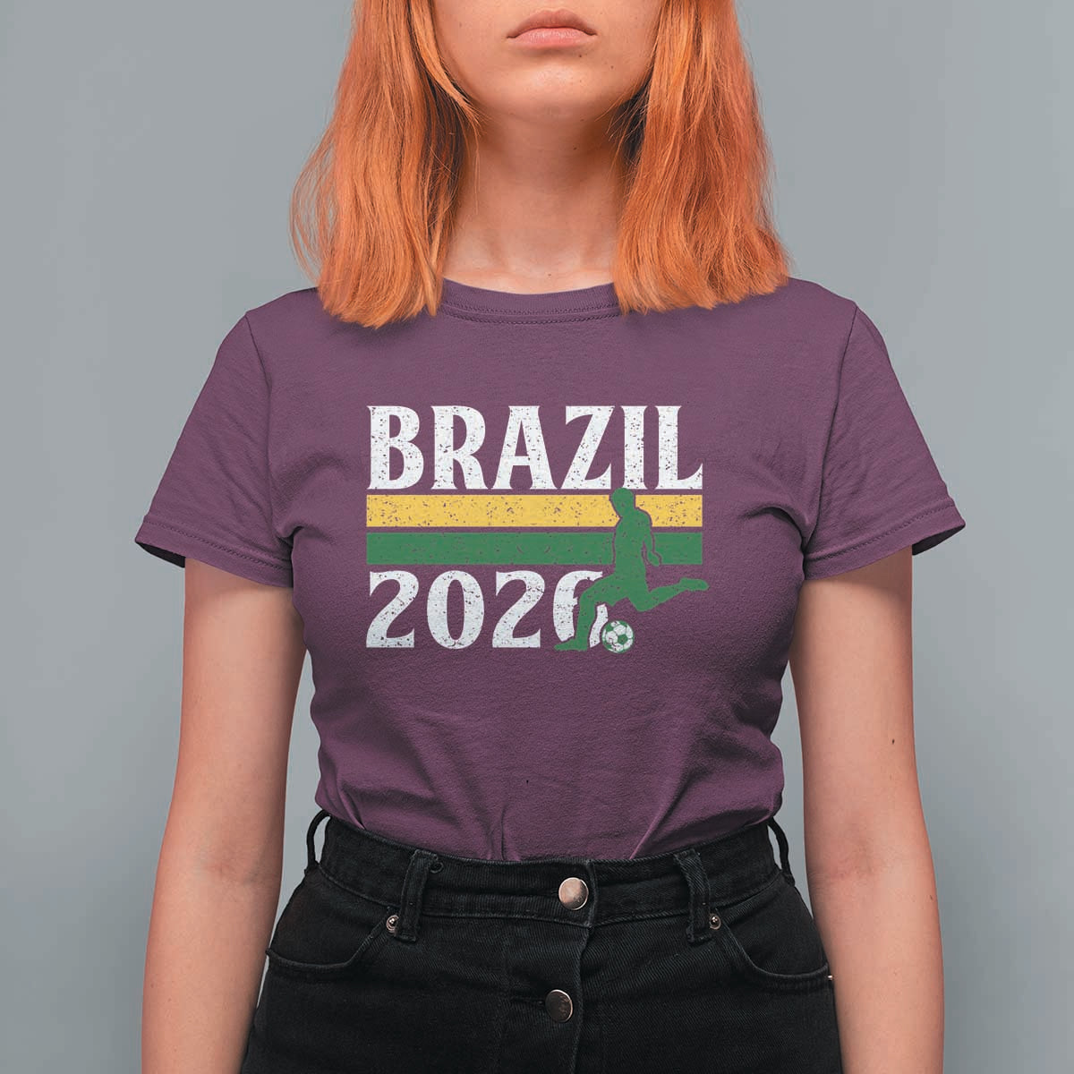 Vintage Brazil 2026 Soccer Player T Shirt For Women Retro Brasil Futbol Football Fans Sports Lover