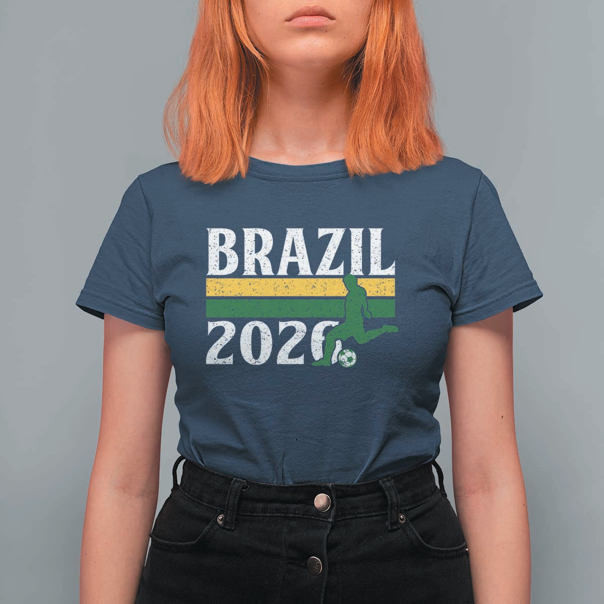 Vintage Brazil 2026 Soccer Player T Shirt For Women Retro Brasil Futbol Football Fans Sports Lover