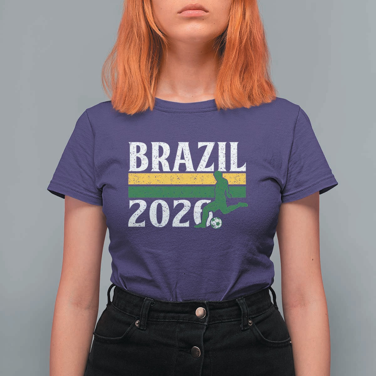 Vintage Brazil 2026 Soccer Player T Shirt For Women Retro Brasil Futbol Football Fans Sports Lover