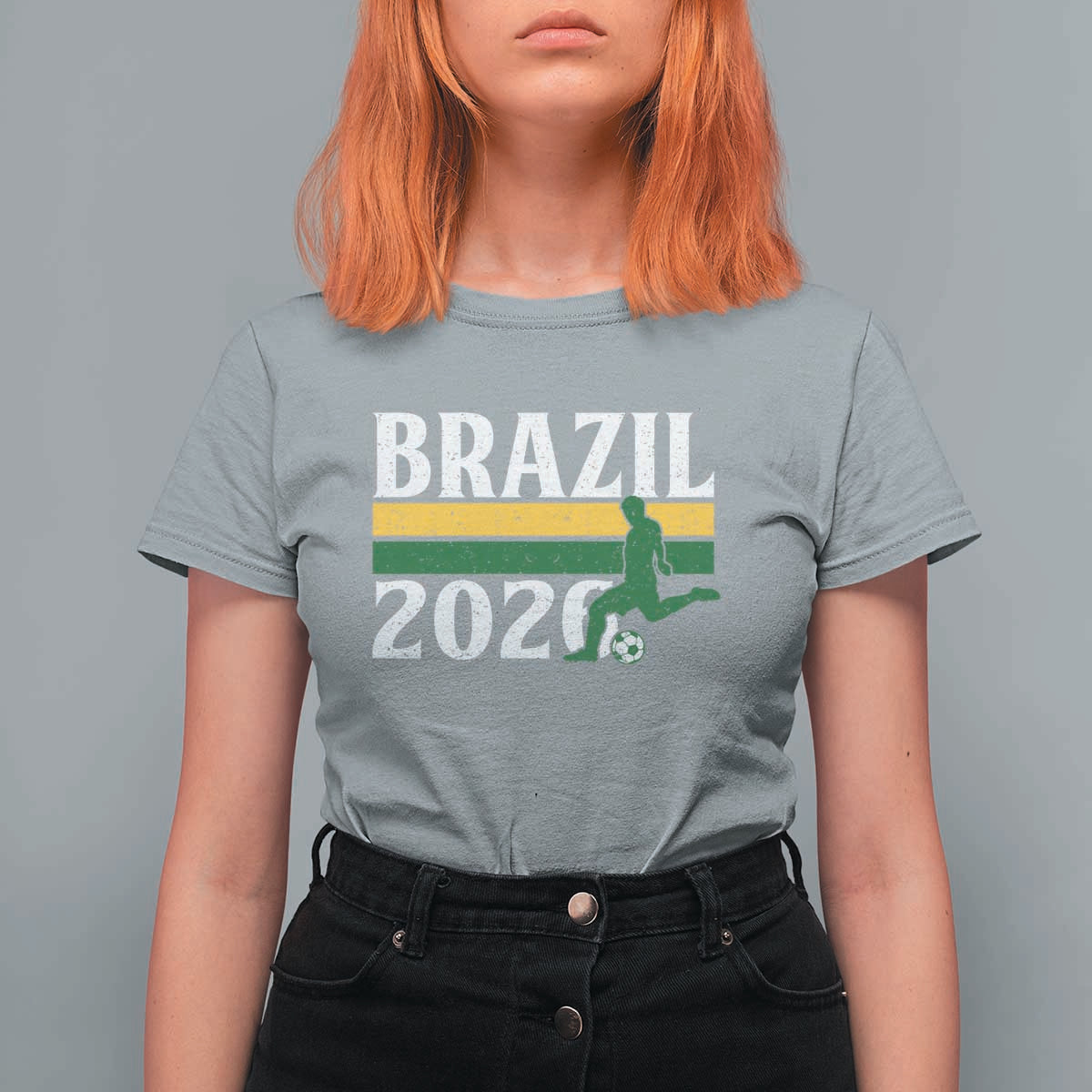 Vintage Brazil 2026 Soccer Player T Shirt For Women Retro Brasil Futbol Football Fans Sports Lover