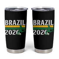 Vintage Brazil 2026 Soccer Player Tumbler Cup Retro Brasil Futbol Football Fans Sports Lover
