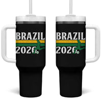 Vintage Brazil 2026 Soccer Player Tumbler With Handle Retro Brasil Futbol Football Fans Sports Lover