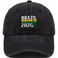 Vintage Brazil 2026 Soccer Player Washed Cotton Baseball Cap Retro Brasil Futbol Football Fans Sports Lover