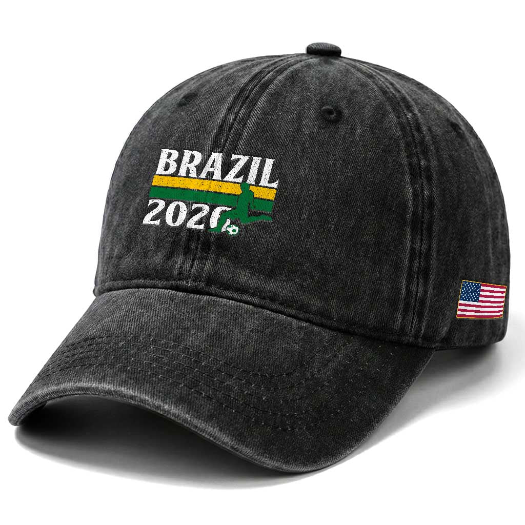 Vintage Brazil 2026 Soccer Player Washed Cotton Baseball Cap Retro Brasil Futbol Football Fans Sports Lover