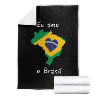 Eu Amo O Brasil Flag Map Throw Blanket I Love Brazil Patriotic Heart Brazilian Pride